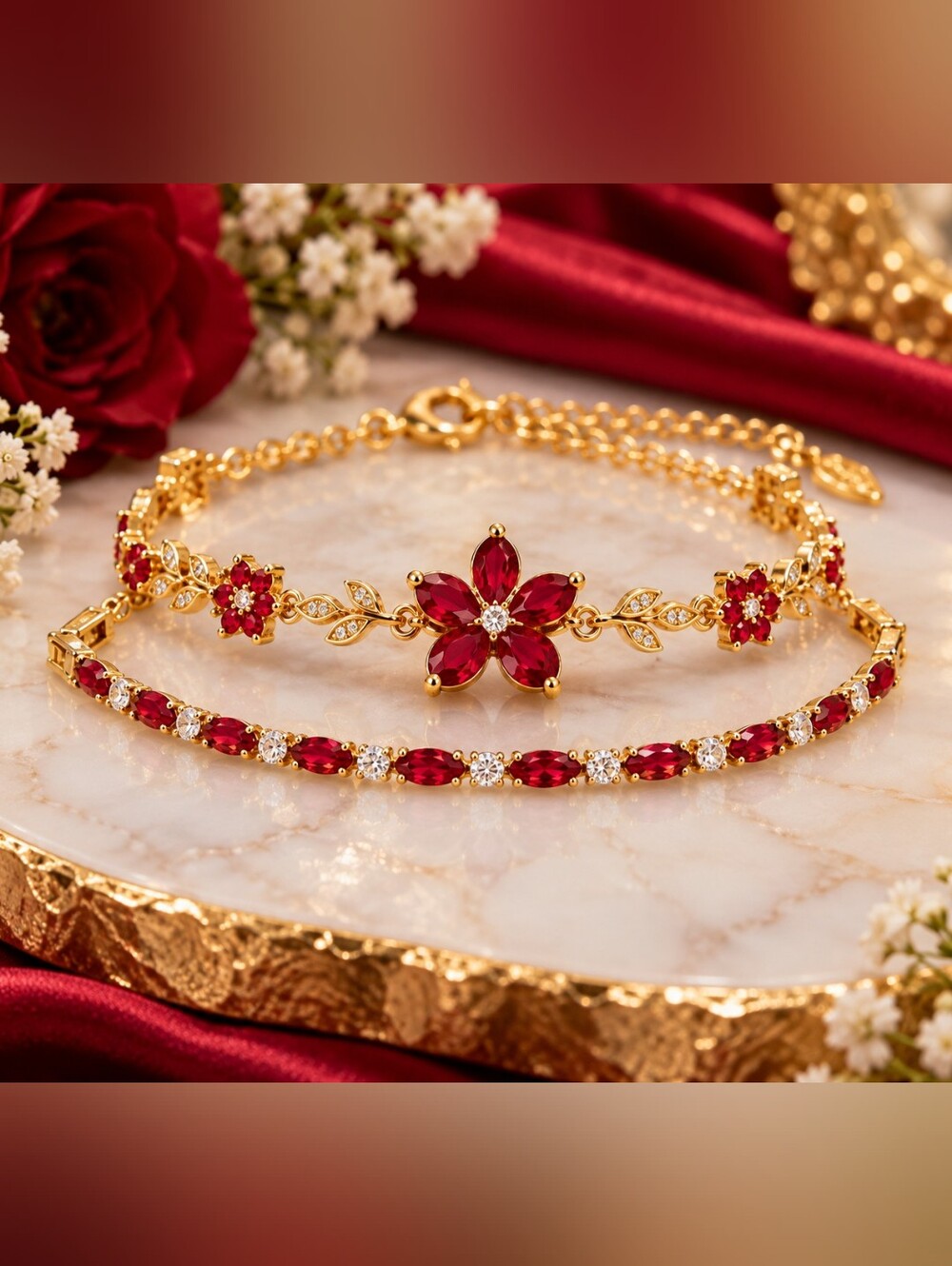 Scarlet Bloom Bracelet Set